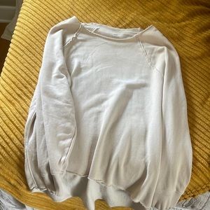 Aerie distressed cream crewneck sweatshirt size Large